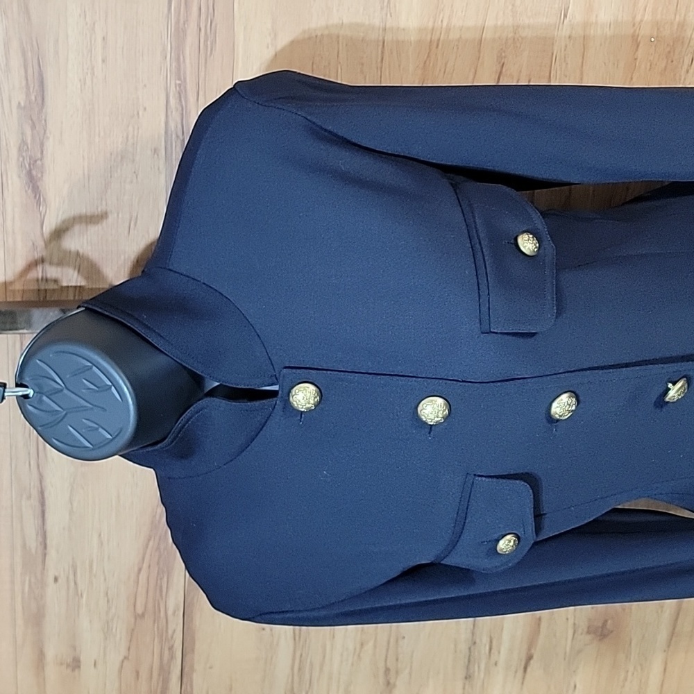 Vintage Bloomie’s Dana Buchman Fine Wool Navy Duster Jacket w/Gold Buttons - Picture 2 of 8